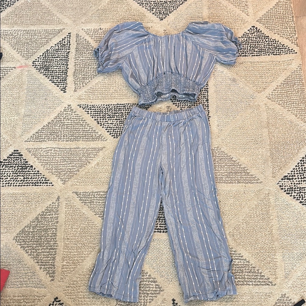 Jessica Simpson Blue Striped Set